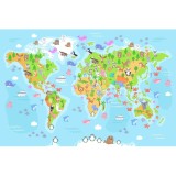 Harta decorativa pentru perete, animale colorate, PVC, 50x70 cm, set pentru copii