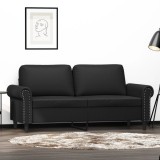 Cumpara ieftin Canapea cu 2 locuri, negru, 140 cm, piele ecologică