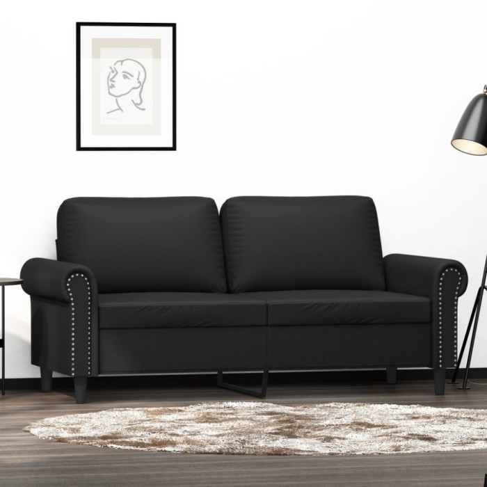vidaXL Canapea cu 2 locuri, negru, 140 cm, piele ecologică 359504