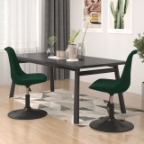Cumpara ieftin Scaune de bucătărie pivotante, 2 buc., verde &icirc;nchis, catifea