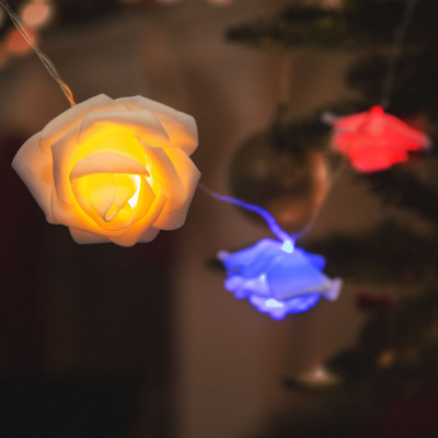 Șir de lumină cu LED - trandafir - 10 LED-uri - 1,9 metri - culoare - 2 x AA foto