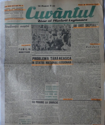 Cuvantul, ziar al miscarii legionare, 18 Octombrie 1940 foto
