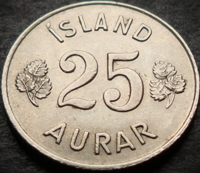 Moneda 25 AURAR - ISLANDA, anul 1965 *cod 4535 A = A.UNC foto