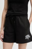 Puma pantaloni scurți culoarea negru, cu imprimeu, high waist, 685038