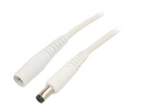 Cablu Alimentare DC Alb 5m 1x1mm2 Cu Mufă și Soclu 5,5/2,1