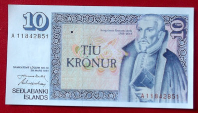 Islanda 10 Kronur 1961 (1981) UNC necirculata ** foto