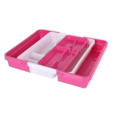 Organizator triplu tacamuri, 31.7x41.8 cm - culoare roz