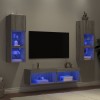 VidaXL Unități de perete TV cu LED-uri, 6 piese, gri sonoma, lemn 3216620