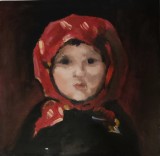 P27. Reproducere dupa Fetita cu basma rosie, acrilic pe panza, 2019, neinramat, Peisaje, Realism, RavariuArt