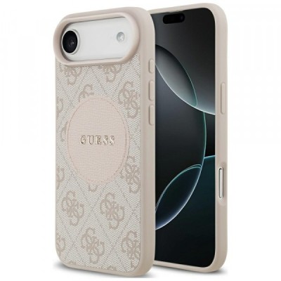 Husa MagSafe pentru Apple iPhone 17 Air, Guess, 4G Circle Classic Logo, Roz foto