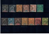 Guinea Franceza 1892 - Uzuale, alegorie, serie stampilata incompleta
