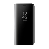 Husa Flip Mirror Samsung Galaxy S10, Capac Translucid Clear View, Piele Ecologica, Neagra