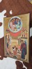 ICOANA SFANTA FAMILIE , LITOGRAFIE PE LEMN . 29 X 19 CM .