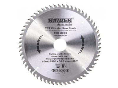 Disc pentru fierastrau circular 190х60Тх30mm, Raider 163148 foto