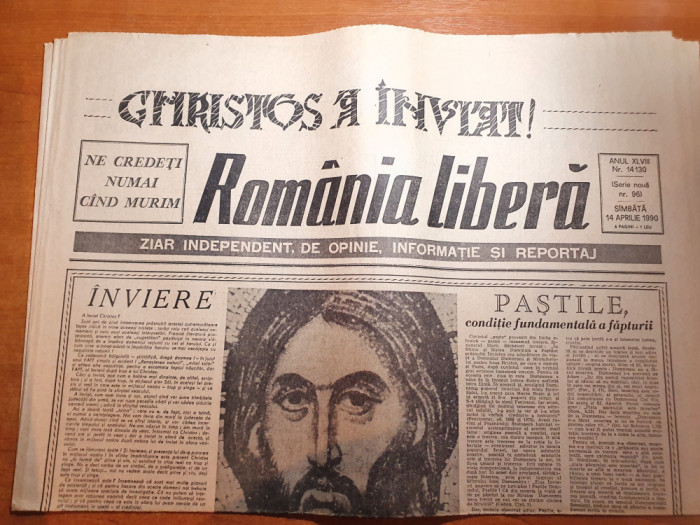 romania libera 14 aprilie 1990-numar cu ocazia zilei de paste