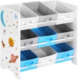 SONGMICS Raft de depozitare jucarii, 9 cutii detasabile din tesatura, 62x29x60cm, alb Household NewTrend
