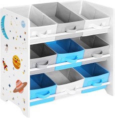 SONGMICS Raft de depozitare jucarii, 9 cutii detasabile din tesatura, 62x29x60cm, alb Household NewTrend foto