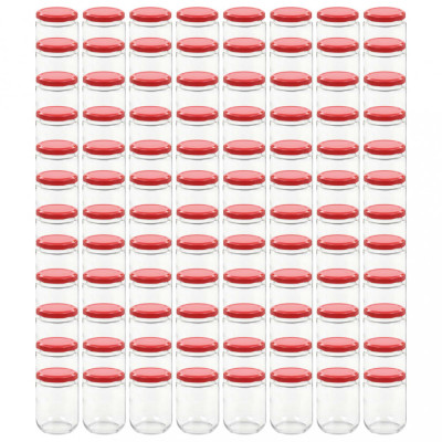 Borcane din sticlă pentru gem, capace roșii, 96 buc., 230 ml foto