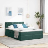 Cumpara ieftin Pat cu storage cu headboard Verde inchis 140 x 200 cm Catifea