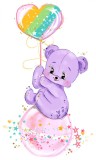 Cumpara ieftin Sticker decorativ cu Ursulet cu balon, Mov, 95 cm, 1239-27ST, Oem