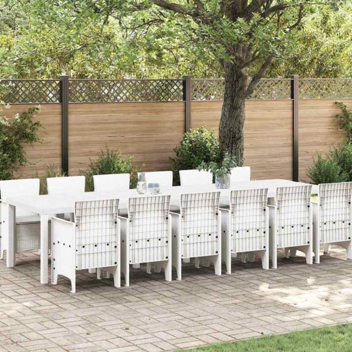 Set Dining Grădină 13 pcs Alb Mare, 12-Persoane Plastic