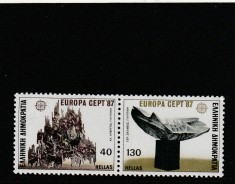 Grecia 1987--Europa CEPT,serie 2 valori dantelate,MNH,Mi.1651A-1652A foto