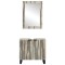 Set dulap baie 2 buc. Alb Lemn de mango solid - 5