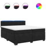 Cumpara ieftin Pat box spring cu saltea, negru, 200x200 cm, catifea