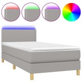 Cumpara ieftin Pat cu arcuri, saltea si LED, gri deschis, 80x200 cm, textil