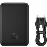 Baterie Externa Wireless Baseus Magnetic Mini, 10000mAh, 20W, PD + FQI, 1 x QI - 1 x USB-C, Neagra PPCX070001