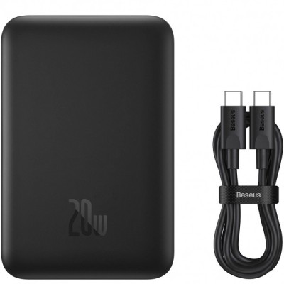 Baterie Externa Wireless Baseus Magnetic Mini, 10000mAh, 20W, PD + FQI, 1 x QI - 1 x USB-C, Neagra PPCX070001 foto