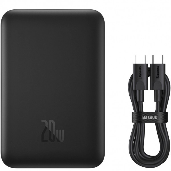 Baterie Externa Wireless Baseus Magnetic Mini, 10000mAh, 20W, PD + FQI, 1 x QI - 1 x USB-C, Neagra PPCX070001