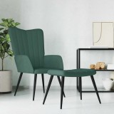 Scaun de relaxare cu taburet, verde &icirc;nchis, catifea