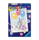 Cumpara ieftin Set pictura pe numere pentru copii Ravensburger CreArt - Iepuras cu baloane si cu pietre sclipitoare
