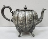 Ceainic din zinc, gravat cu motive florale, Birmingham cca. 1900