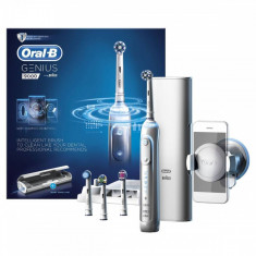 Periuta de dinti electrica Oral-B Genius 9000, Smartring, 6 programe, 4 capete, Conectivitate Bluetooth, Trusa de calatorie, Alba foto