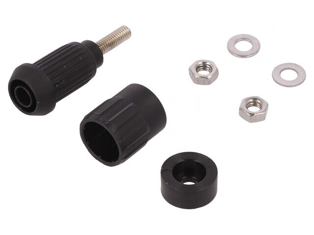 Conector Banană 4mm 20A Negru cu Izolație