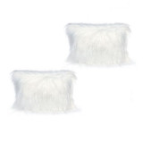 Set 2 perne decorative pufoase, din blanita artificiala, 30x50 cm, culoare alb, Palmonix