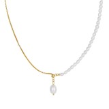 Cumpara ieftin Lantisor argint 925, JW1717, model elegant cu perle, placat cu aur