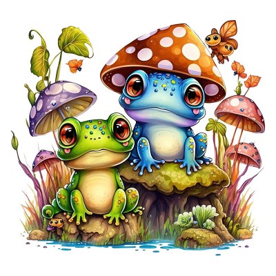 Sticker decorativ cu Broscute, Multicolor, 60 cm, 1200STK-2 foto