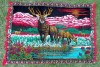 Carpeta persana / peretar, vechi vintage anii 70-80, Cerb si caprioare, 172x120cm