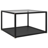Măsuță cafea, transparent/negru, 60x60x35 cm, sticlă securizată