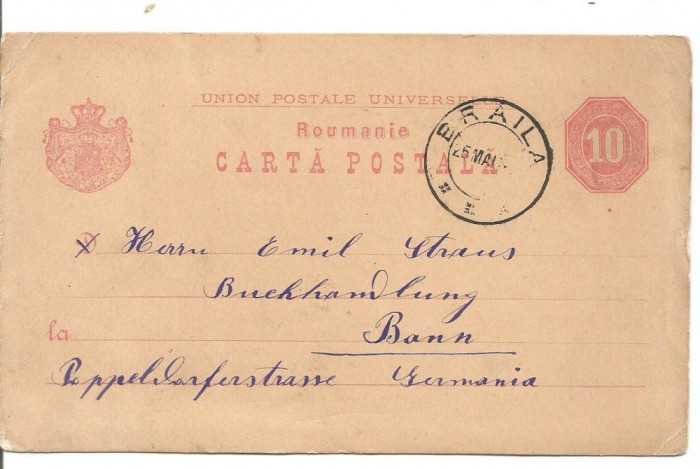 carte postala-DECE BANI tipografiata ,1893