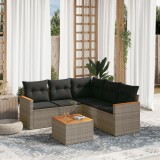 Set mobilier grădină cu perne, 6 piese, gri, poliratan