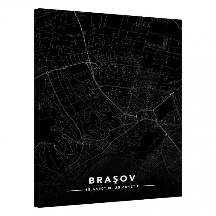 Tablou Canvas, Tablofy, Braşov &middot; Street Map, Printat Digital, 90 &times; 120 cm