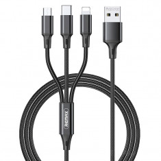 Cablu Incarcare USB - Lightning / USB Type-C / MicroUSB Remax Gition Series, 1.2 m, 3.1A, 3in1, Negru RC-189th