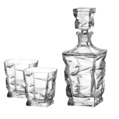 Set 2 Pahare Cristal Bohemia Whisky cu Decantor Zig Zag COD: 4723 foto