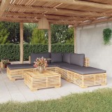 Cumpara ieftin Set mobilier grădină cu perne, 6 piese, lemn masiv de tec