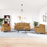 vidaXL Set de canapele cu perne, 4 piese, maro, catifea 3278368