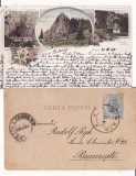 Salutari din Sinaia, Pestera Ialomicioarei - Litografie 1895 !!- RR